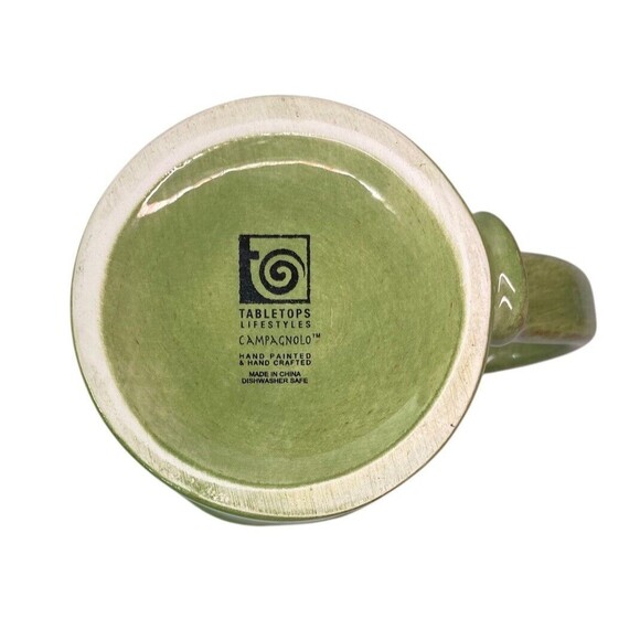 Tabletops Lifestyles Coffee Mug Campagnolo Hand Painted Green 16 oz Set Of 2 - Picture 11 of 11